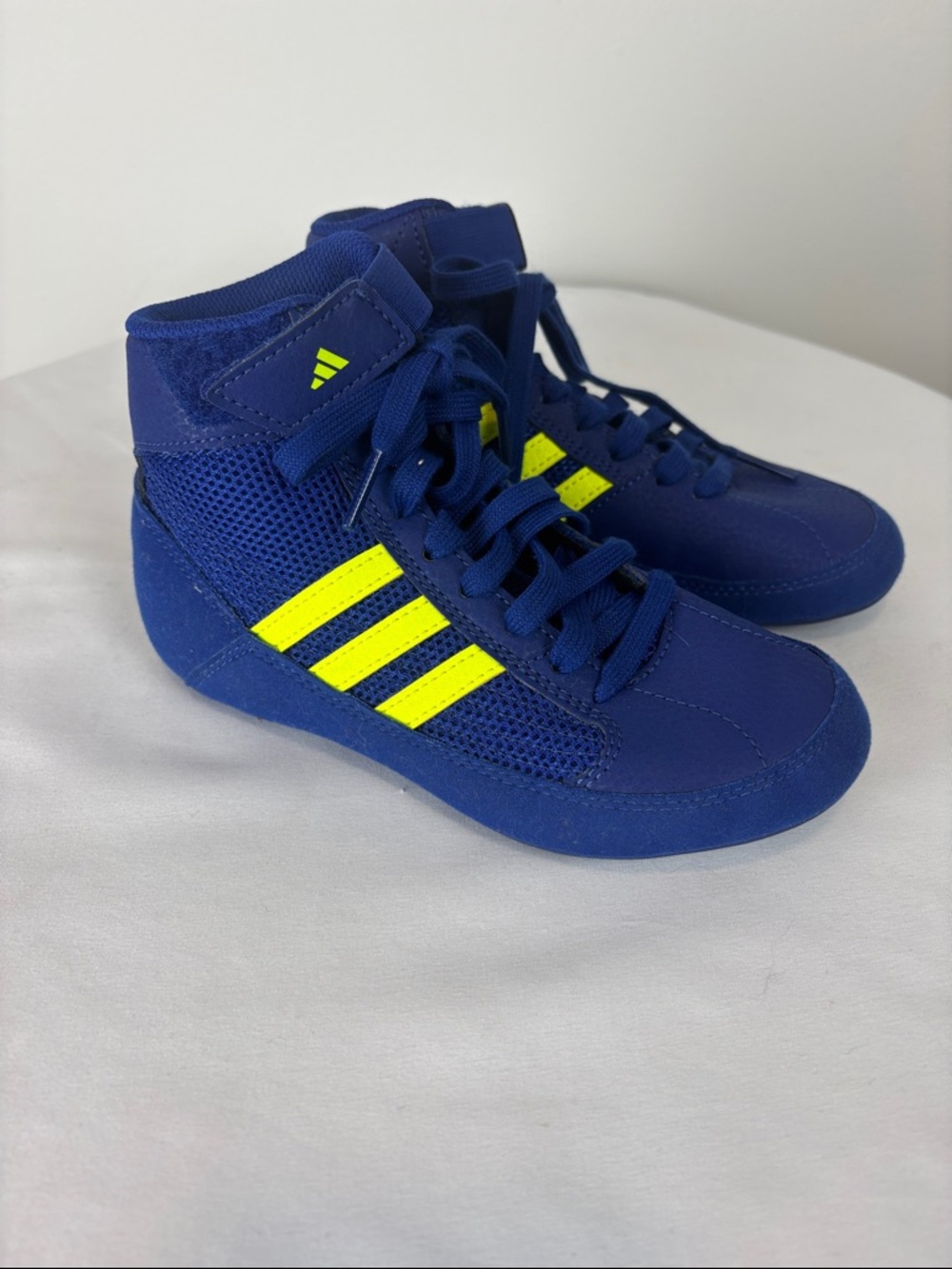 Adidas HVC Youth Wrestling Shoes Blue Neon Yellow Sz 13K Lightweight Trainers